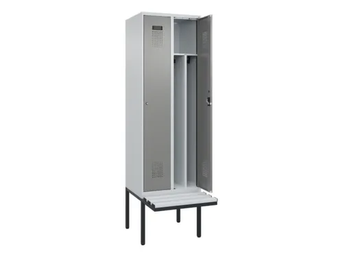 locker met bank,voor scheiding van kleding,HxBxD 2120x600x815mm,2vak