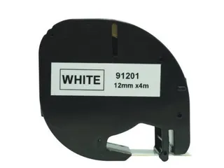 Labeltape Dymo Compatible Letratag 91201 12mm Zwart Op Wit - 1