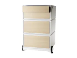 Verrijdbaar Ladeblok 642x390x436mm 4laden Romp Wit Front Beuken