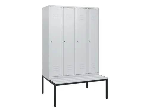 locker met bank,HxBxD 1950x1200x815mm,4vak,vak B 300mm,cil.-slot