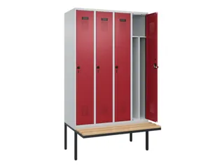 locker met bank,voor scheiding van kleding,HxBxD 2120x1200x815mm,4vak - 1
