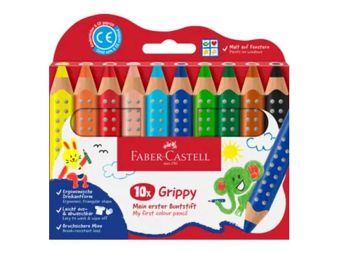 Crayons de couleur Faber-Castell Grippy XXL Jumbo, étui de 10 pièces