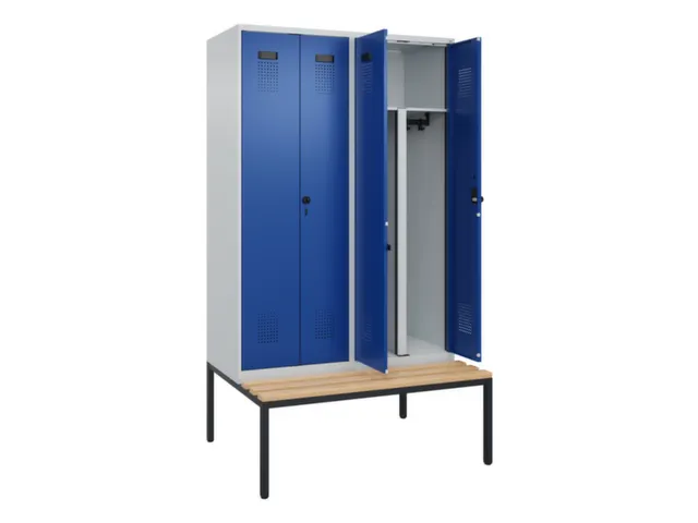 PBM-locker met bank,HxBxD 2120x1200x815mm,4vak,vak B 300mm