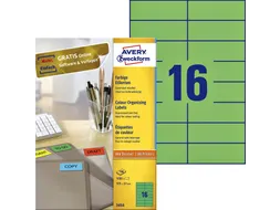 Gekleurde Etiketten Avery Zweckform 105x37mm Groen 1600 stuks