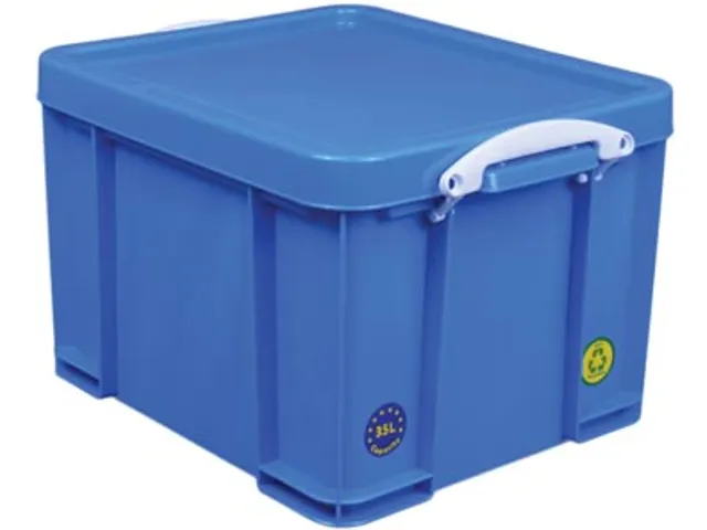 Boîte De Rangement 35 Litres Bleu Néon avec poignées