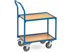 Rolplateau Met 2 Etages Hout 135400 250kg 600x400mm Duwbeugel Ral5007