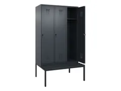 locker met bank,HxBxD 2120x1200x815mm,3vak,vak B 400mm,draaigrendel