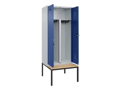 PBM-locker met bank,HxBxD 2120x800x815mm,2vak,vak B 400mm,draaigrendel