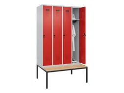 locker met bank,HxBxD 2120x1200x815mm,4vak,vak B 300mm,draaigrendel