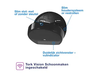 Tork 555008 T2 Mini Jumbo Toiletpapier Dispenser Elevation Zwart - 7