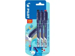 Pilot Frixion Fineliner 1.3mm Fijne punt 3 stuks Zwart Blauw Rood