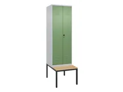 PBM-locker met bank,HxBxD 2120x600x815mm,2vak,vak B 300mm,draaigrendel