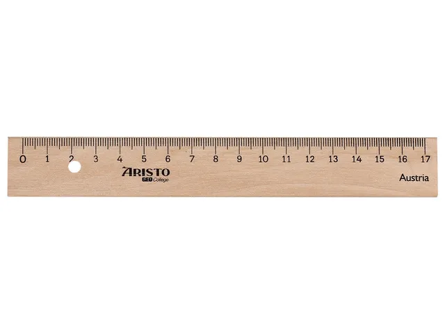 Liniaal Aristo 17cm hout met metaalinleg