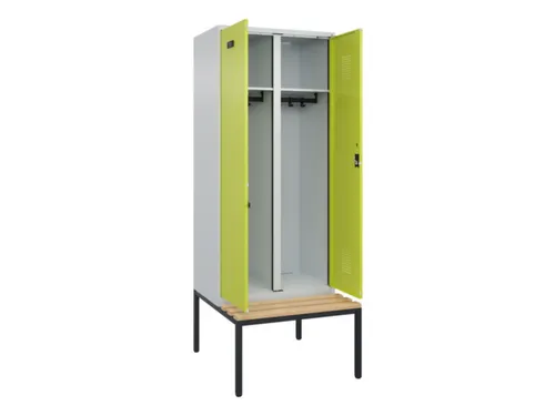 locker met bank,voor scheiding van kleding,HxBxD 2120x800x815mm,2vak