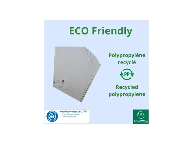 Tab. gerecycled PP A 4 bedrukt 1-20 grijs