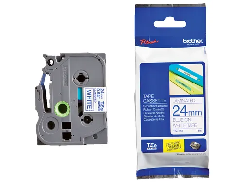 Labeltape Brother P-touch TZe-253 standaard 24mm blauw op wit