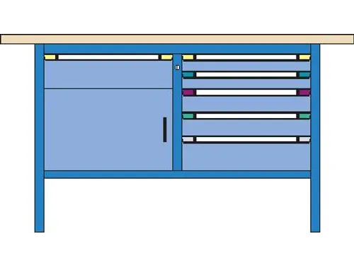 werkbank,HxBxD 845x1500x700mm,multiplexblad,RAL7035,front RAL7035