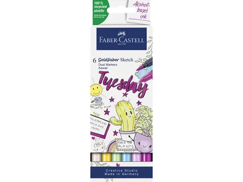 Sketchmarker Faber-Castell Goldfaber etui 6 stuks Kawaii op alcoholbas