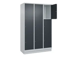 lockerkast,HxBxD 1950x1200x500mm,3x3vakken,vak B 400mm,cil.-slot - 1