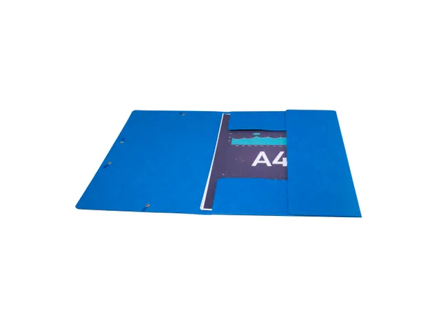 Elastomappen glanskarton 3 kleppen monobloc-Blauw