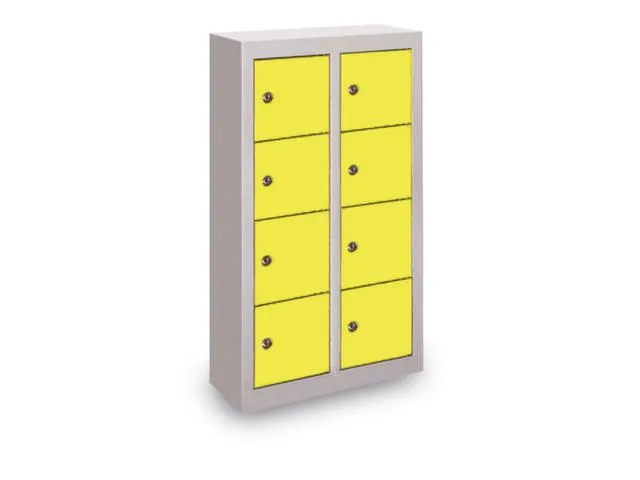 lockerkast,HxBxD 815x460x200mm,2x4vakken,RAL7035,front RAL5012