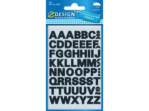 Avery Zweckform Etiketten letters A-Z 2 blad zwart waterbestendig