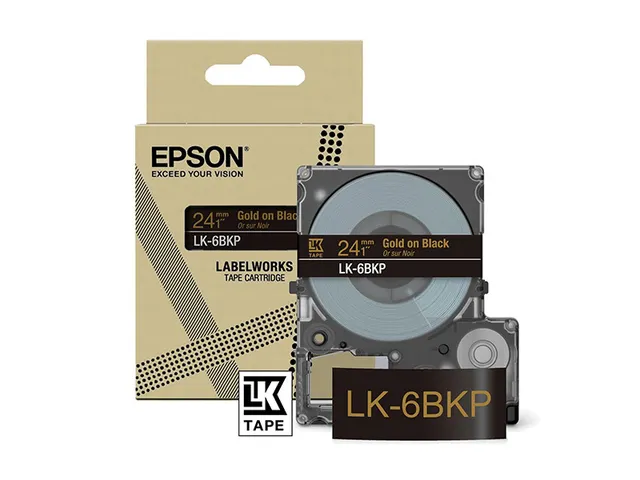 C53S672096 Epson 24mm zwart goud LK-6BKP lettertape metallic 9m