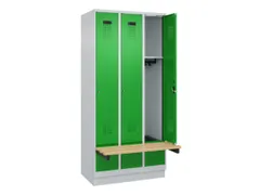 locker met bank,HxBxD 1950x900x815mm,3vak,vak B 300mm,cilinderslot