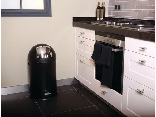 Afvalbak Kickcan metalen binnenbak 33 liter mat zwart