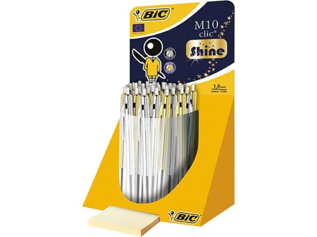 Stylo bille Bic M10 Shine or et argent