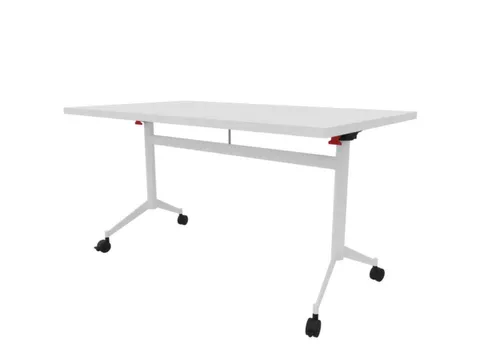 klaptafel,HxBxD 750x1400x800mm,hoekig,T-voet wit,ovale buis,blad wit