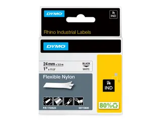 Labeltape Rhino 1734524 Nylon 24mmx3.5m Zwart Op Wit - 3