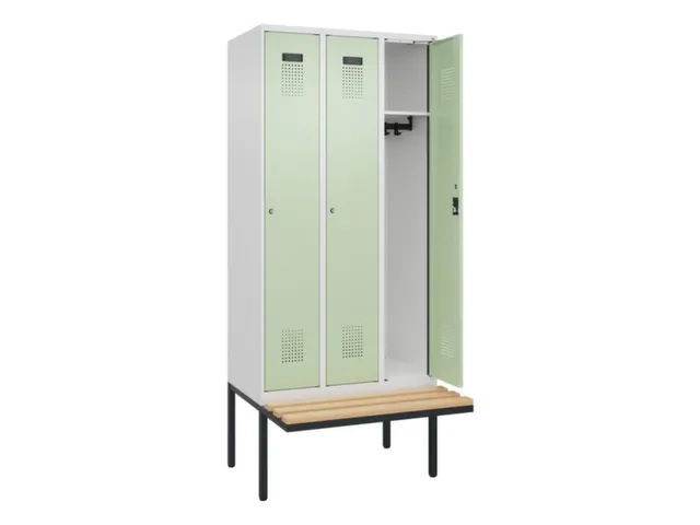 locker met bank,HxBxD 2120x900x815mm,3vak,vak B 300mm,cilinderslot