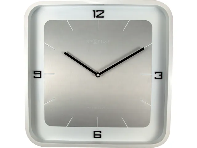 Wandklok NeXtime Square Wall 40x40x4cm wit cijfers