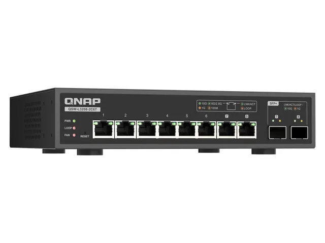 Lite Managed, 6x 10GbE BASE-T (RJ45), 2x 10GbE SFP+/RJ45 Combo Ports,