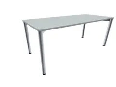 Vergadertafel Rechthoekig 72x180x80cm Lichtgrijs 4voeten Alu