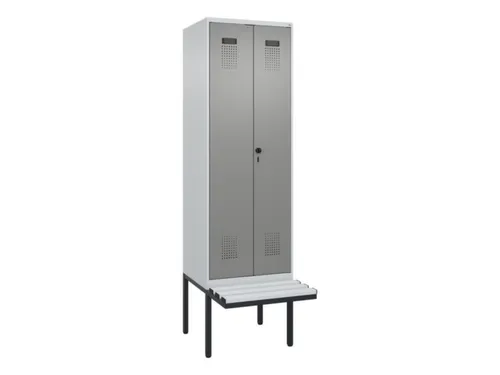 locker met bank,voor scheiding van kleding,HxBxD 2120x600x815mm,2vak