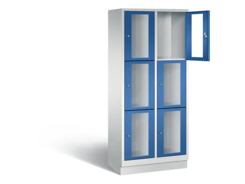 Lockerkast 1800x810x500mm 2x3 vakken Cilinderslot, Sokkel, RAL5010