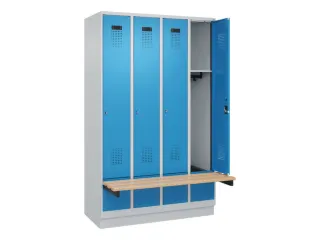 locker met bank,HxBxD 1950x1200x815mm,4vak,vak B 300mm,cilinderslot - 1