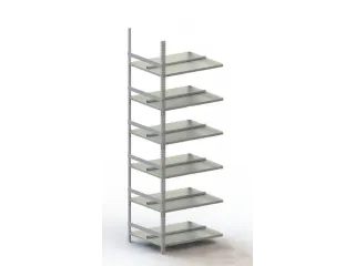 Schroefstelling Aanbouwveld Ral7035 1850x752x604mm 6legborden 80kg - 1