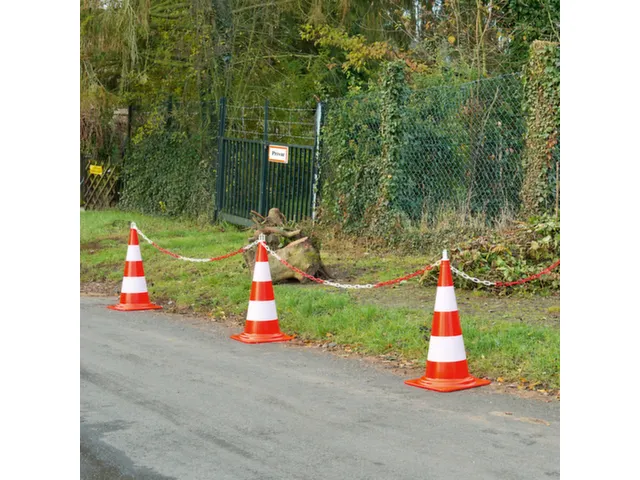 pylonenset,5kegels,H 750mm,PE,rood/wit,fluorescerend