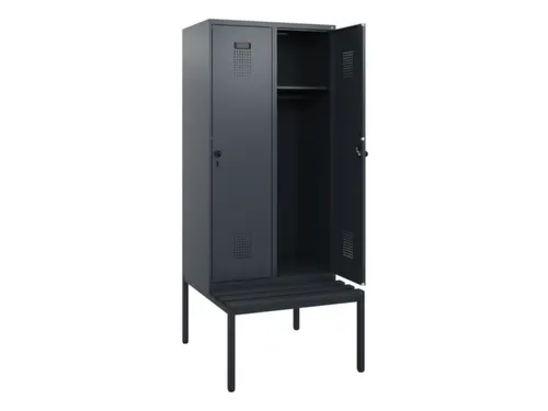locker met bank,HxBxD 1950x800x815mm,2vak,vak B 400mm,draaigrendel