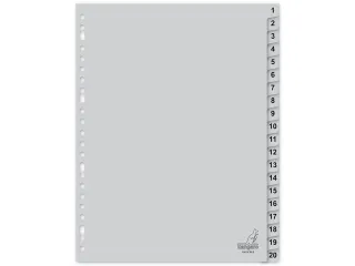 Tabblad Kangaro A4 cijfers PP 120 micron grijs 23-gaats 20-delig EB - 1