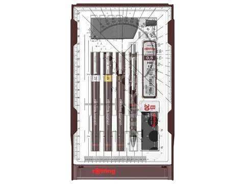Tekenset rOtring Isograph college 0.25mm, 0.35mm en 0.5mm 34 stuks
