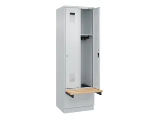 locker met bank,HxBxD 1950x600x815mm,2vak,vak B 300mm,cilinderslot - 1