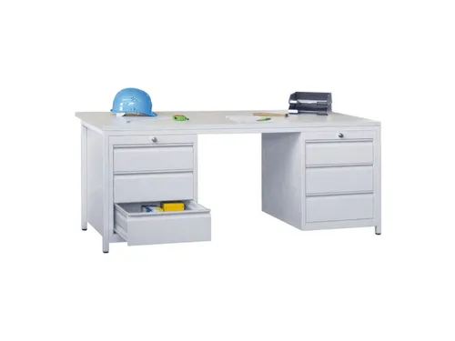 Werkplaatsbureau Bxdxh 1700x800x720mm 6laden Ral7035 Front Ral7035