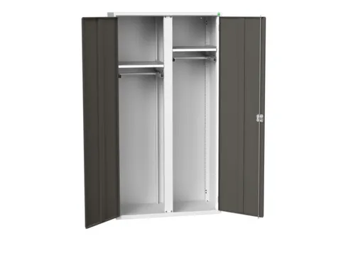 Lockerkast 2000x1050x550mm 2 vakken, dubbele vleugeldeur, RAL7016