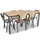 Kantineset,6Stoelen,1Tafel,Zitting Beuken Multiplex Natuur,Blad Beuken