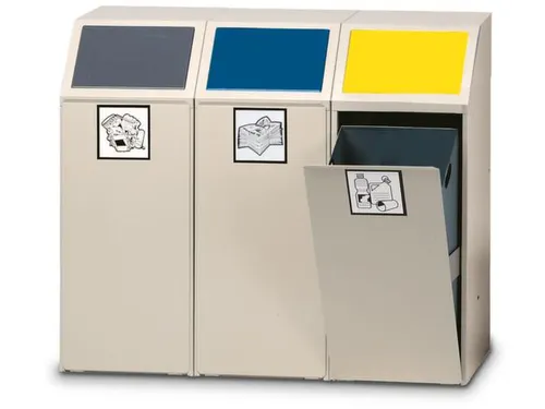 Afvalverzamelaar 69 liter binnenbak sticker papier klep voor blauw