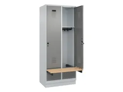 locker met bank,HxBxD 1950x800x815mm,2vak,vak B 400mm,draaigrendel